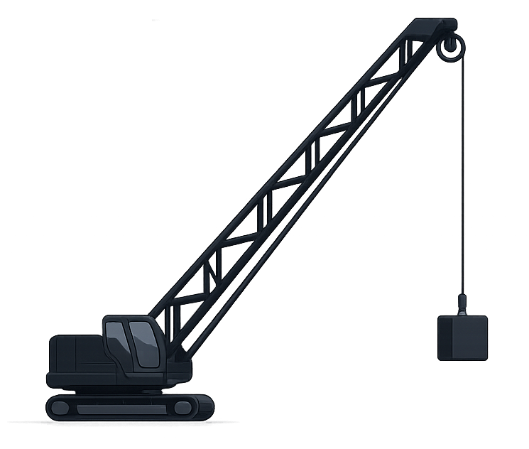 Conventional crane positioning a pulley above a load