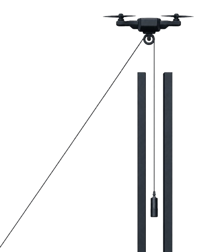 Drone Lyne extending payload reach beyond a fixed structure